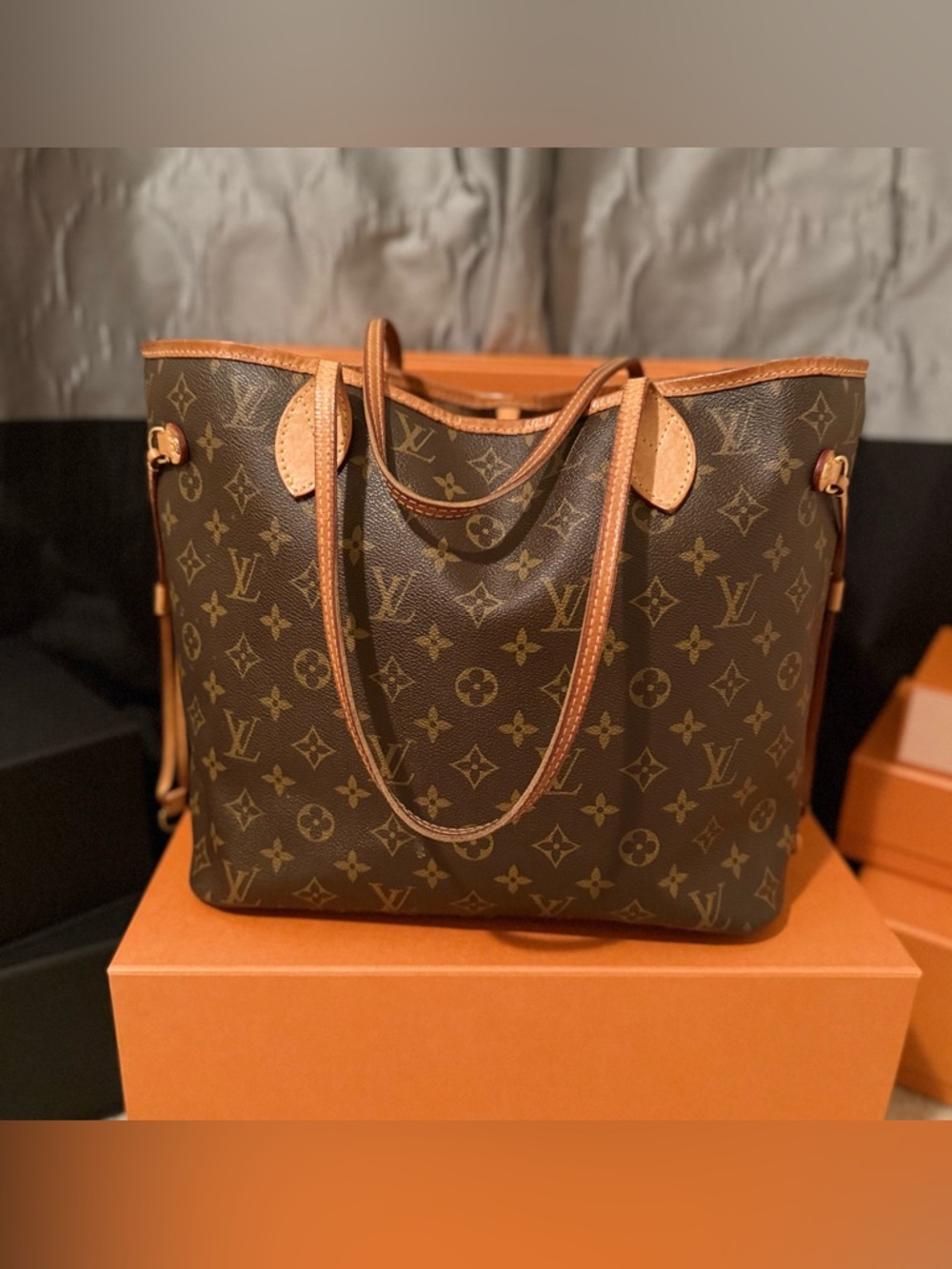 Louis Vuitton Neverfull Tote MM Brown Canvas Monogram